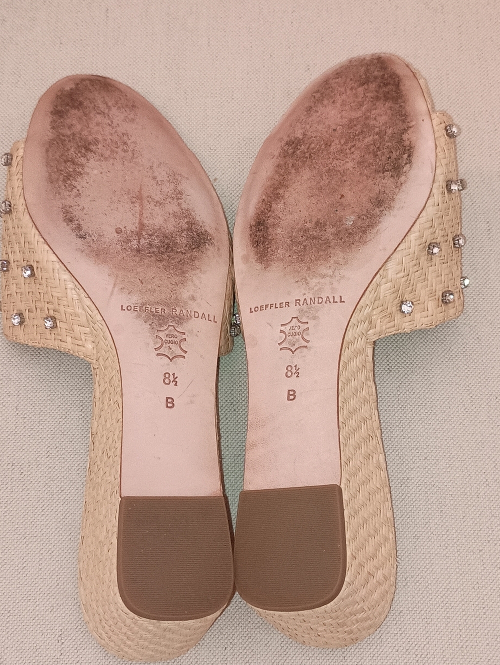 Loeffler Randal Twilly Wedge Slides Natural Straw Raffia Size 8.5 - Picture 7 of 13
